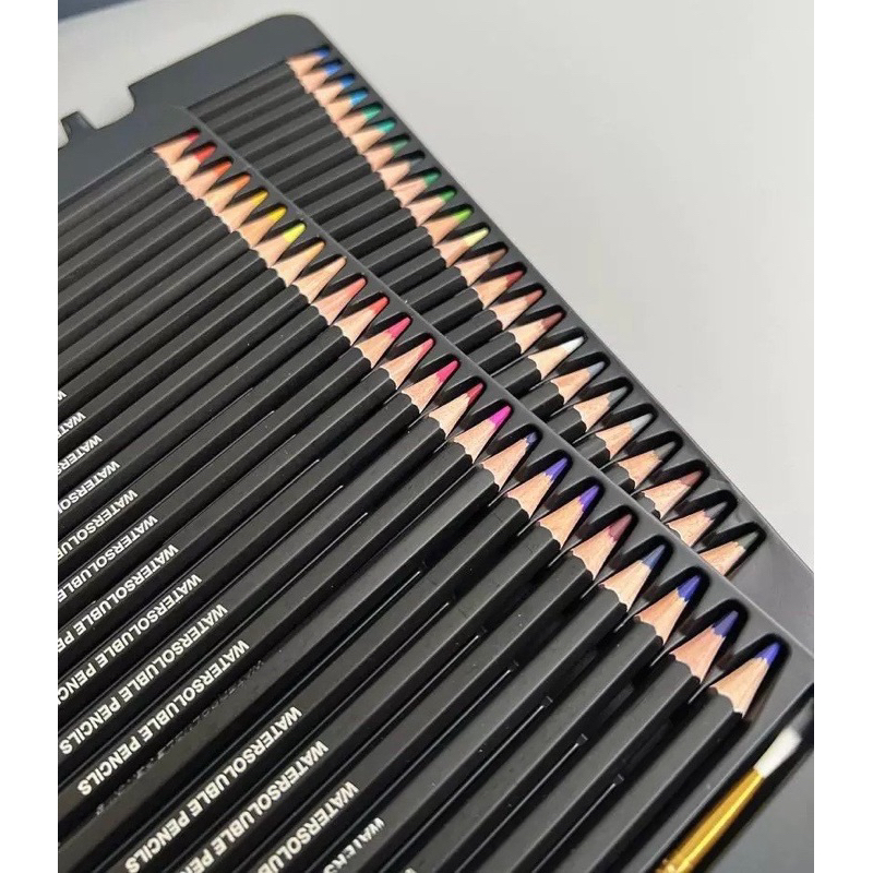 Watersoluble Colors Water Pencils Set  🎨 ชุดสีไม้ระบายน้ำได้ 48 สี + พู่กันในกล่องเหล็ก 🇭🇰 #ลิขสิทธิ์แท้ 💯 - รูปที่ 3