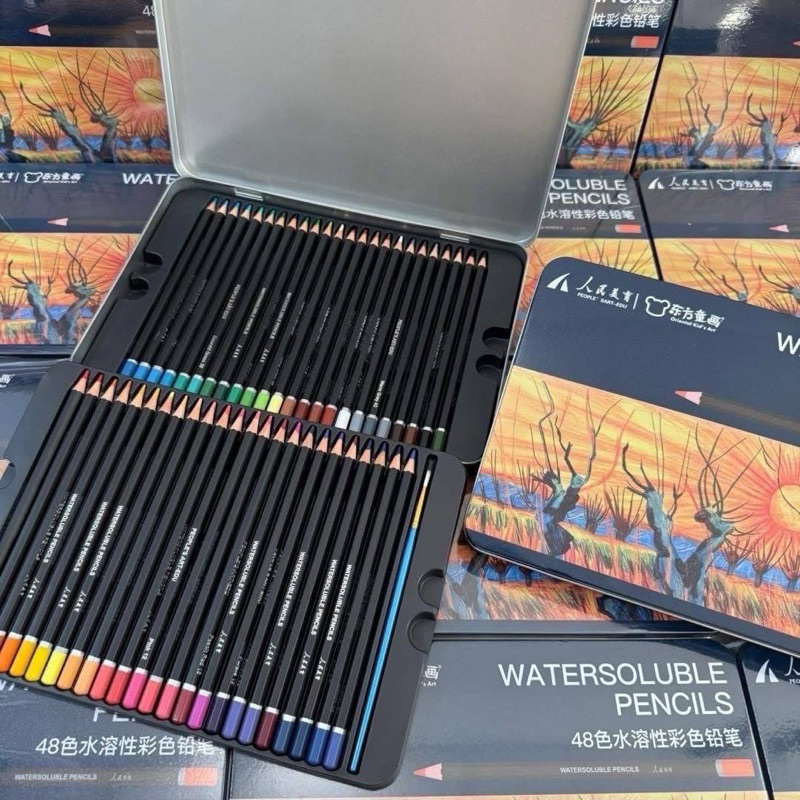 Watersoluble Colors Water Pencils Set  🎨 ชุดสีไม้ระบายน้ำได้ 48 สี + พู่กันในกล่องเหล็ก 🇭🇰 #ลิขสิทธิ์แท้ 💯 - รูปที่ 2
