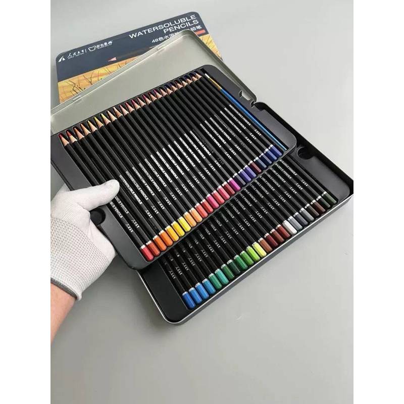 Watersoluble Colors Water Pencils Set  🎨 ชุดสีไม้ระบายน้ำได้ 48 สี + พู่กันในกล่องเหล็ก 🇭🇰 #ลิขสิทธิ์แท้ 💯 - รูปที่ 6