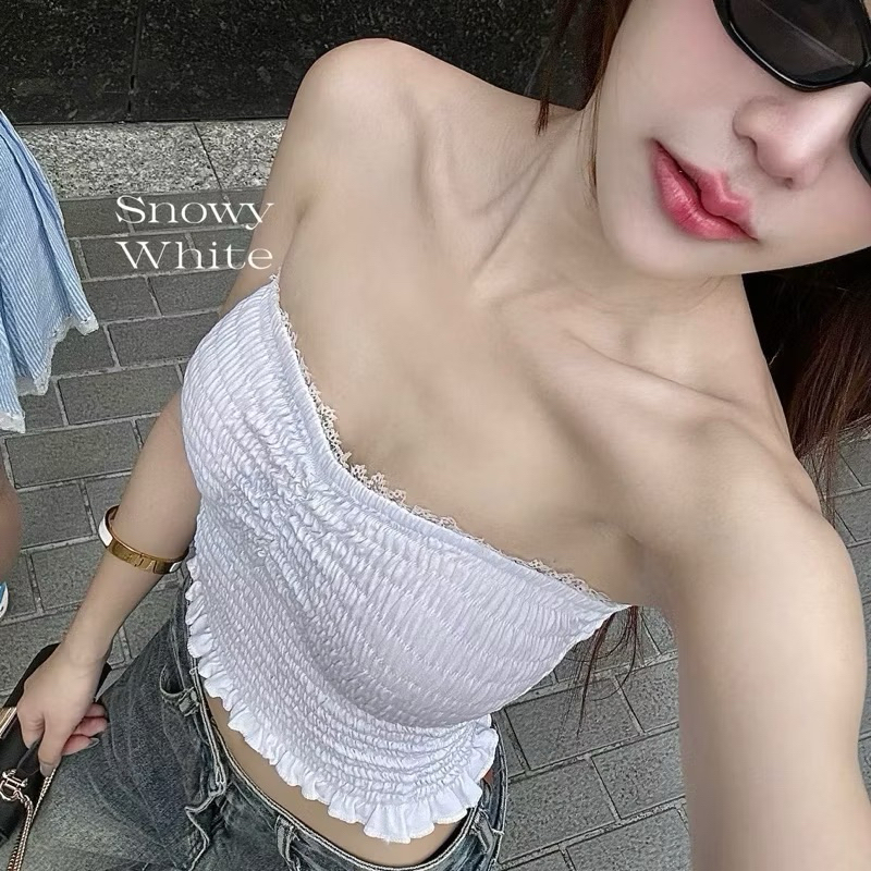 ส่งต่อ - เกาะอกสม็อค แบรนด์ sunfap ขอบแต่งลูกไม้น่ารักมาก