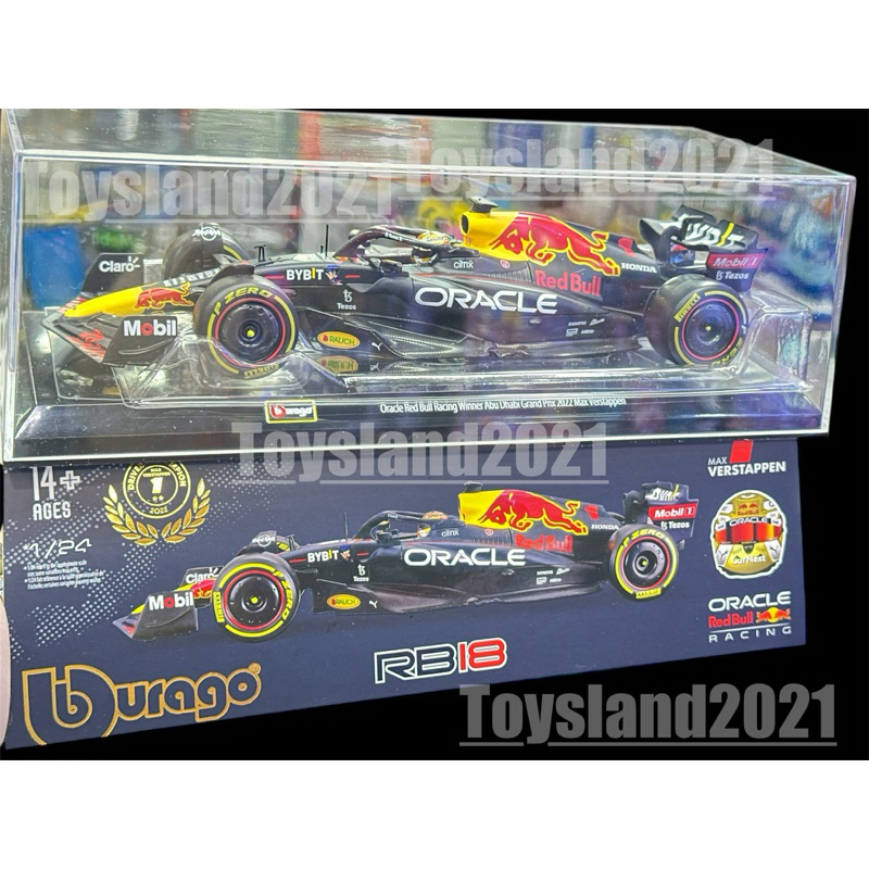 โมเดลรถฟอมูล่าวัน Oracle Red Bull Racing Winner Abu Dhabi Grand pnx 2022 Max verstappen 1:24 Burago