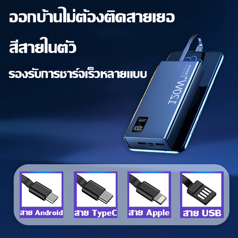 【รับประกัน 5 ปี】powerbank 60000mAh 120W ป้ายไทยมี มอก ของแท้ 100% ชาร์จเร็ว พาวเวอร์แบง - ภาพย่อย 3