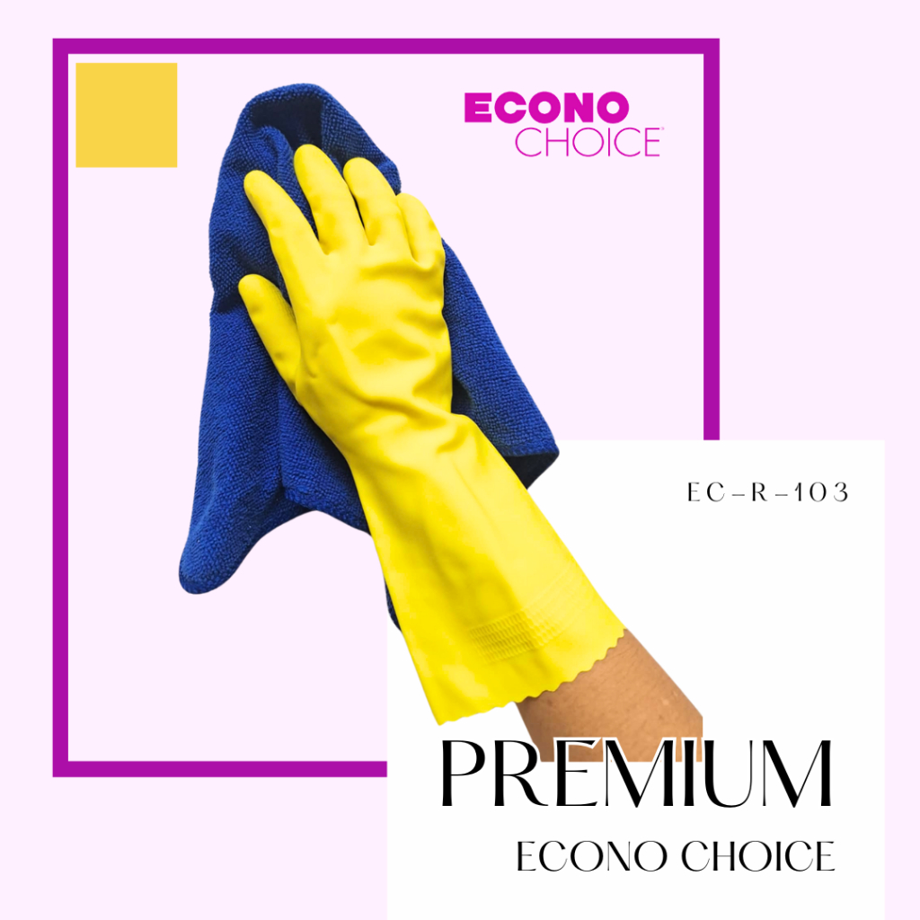 Econo Choice ถุงมือยาง ล้างจาน ล้างห้องน้ำ ทำความสะอาด รุ่นพรีเมียม รุ่น R-103 มี 3 ขนาด