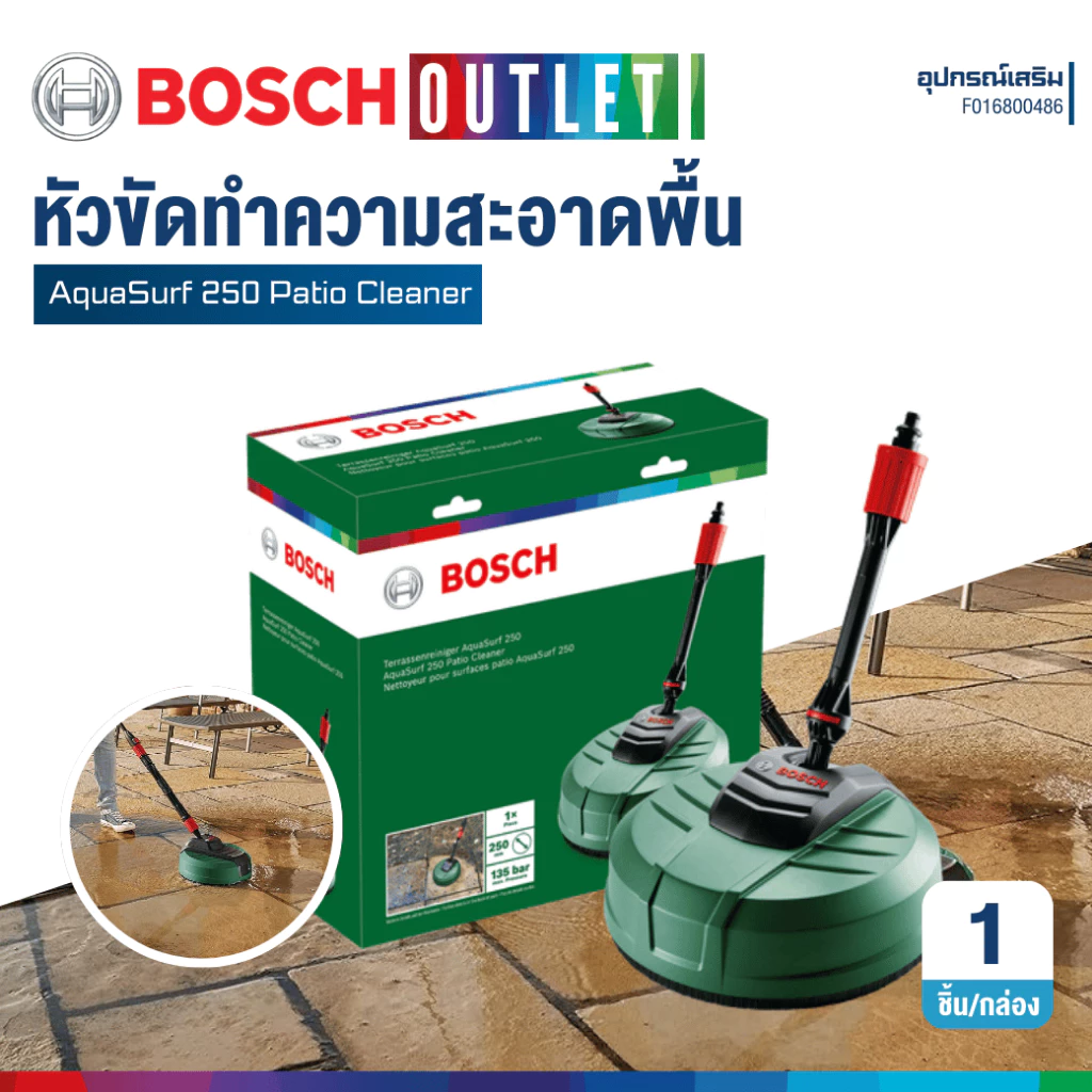 BOSCH AQUASURF 250 Patio Cleaner หัวแปรงขัดทำความสะอาดพื้น 25 ซ.ม (ใช้งานได้กับเครื่องฉีดน้ำ BOSCH เท่านั้น!!)