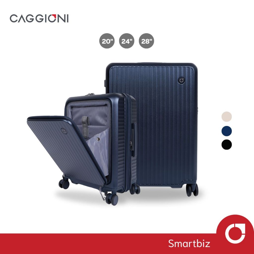 Caggioni กระเป๋าเดินทางล้อลาก น้ำหนักเบา รุ่น สมาร์ทบิท (Smartbiz :24072) [20/24/28 นิ้ว] TSA Lock วัสดุPC - สีน้ำเงิน