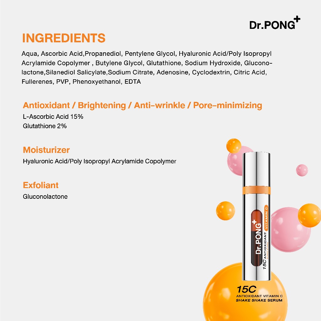 Dr.PONG 15C Antioxidant Vitamin C Shake Shake Serum เซรั่มวิตามินซีผสมสด เพื่อผิวใส - 6