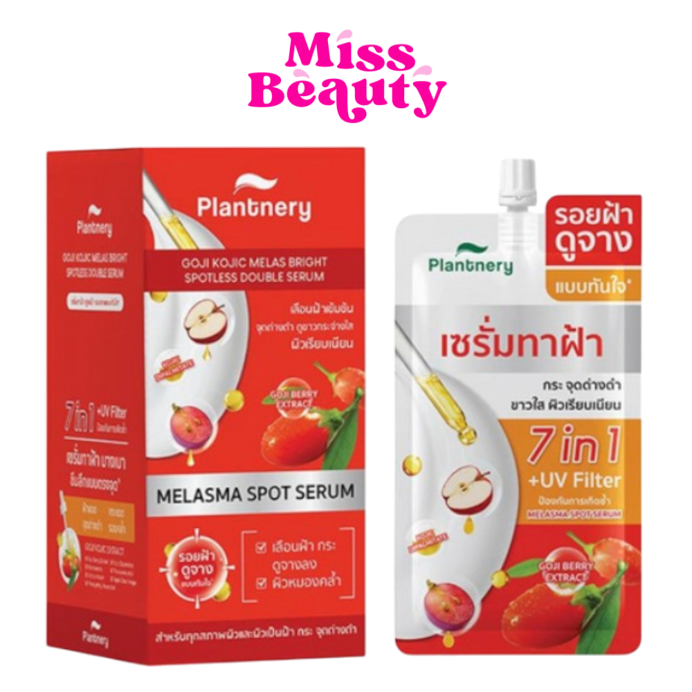 กล่องx6 Plantnery Goji Kojic Melas Bright Spotless Double Serum แพลนท์เนอรี่ โกจิโคจิก เมลาส ไบร์ท สปอตเลส ดับเบิ้ล 10มล