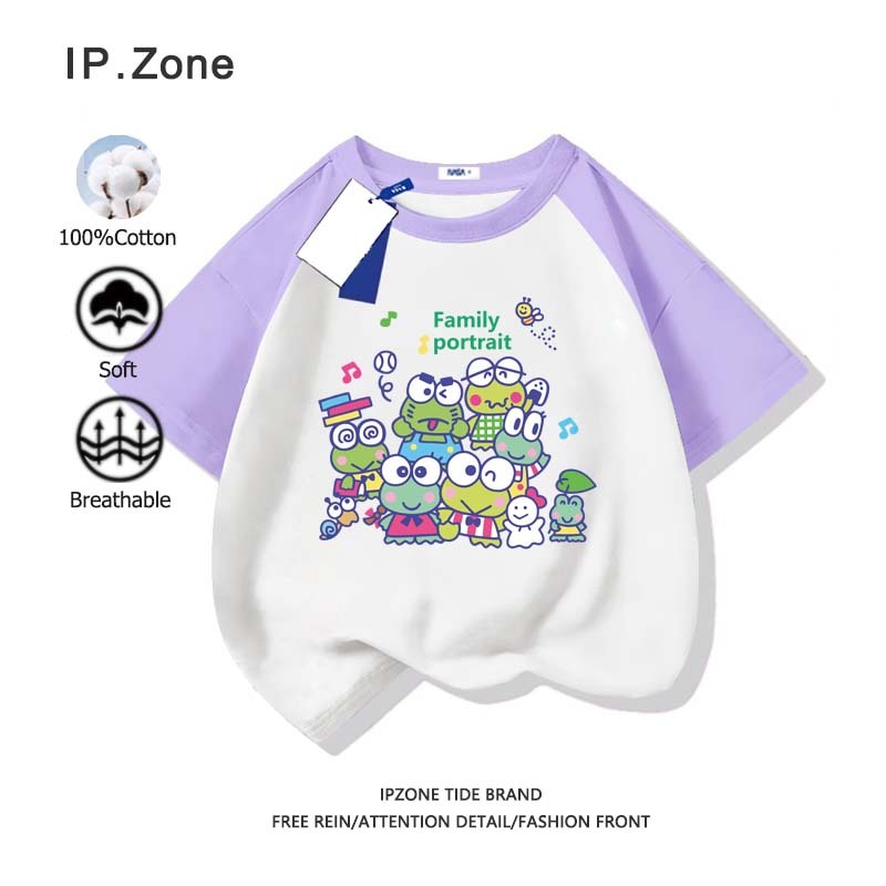 เสื้อเด็ก Sanrio Kerokero Keroppi ผ้าฝ้ายแท้ เสื้อยืดแขนสั้นสำหรับเด็ก สบายและนุ่ม (ส่งเร็ว จัดส่งจากไทย)
