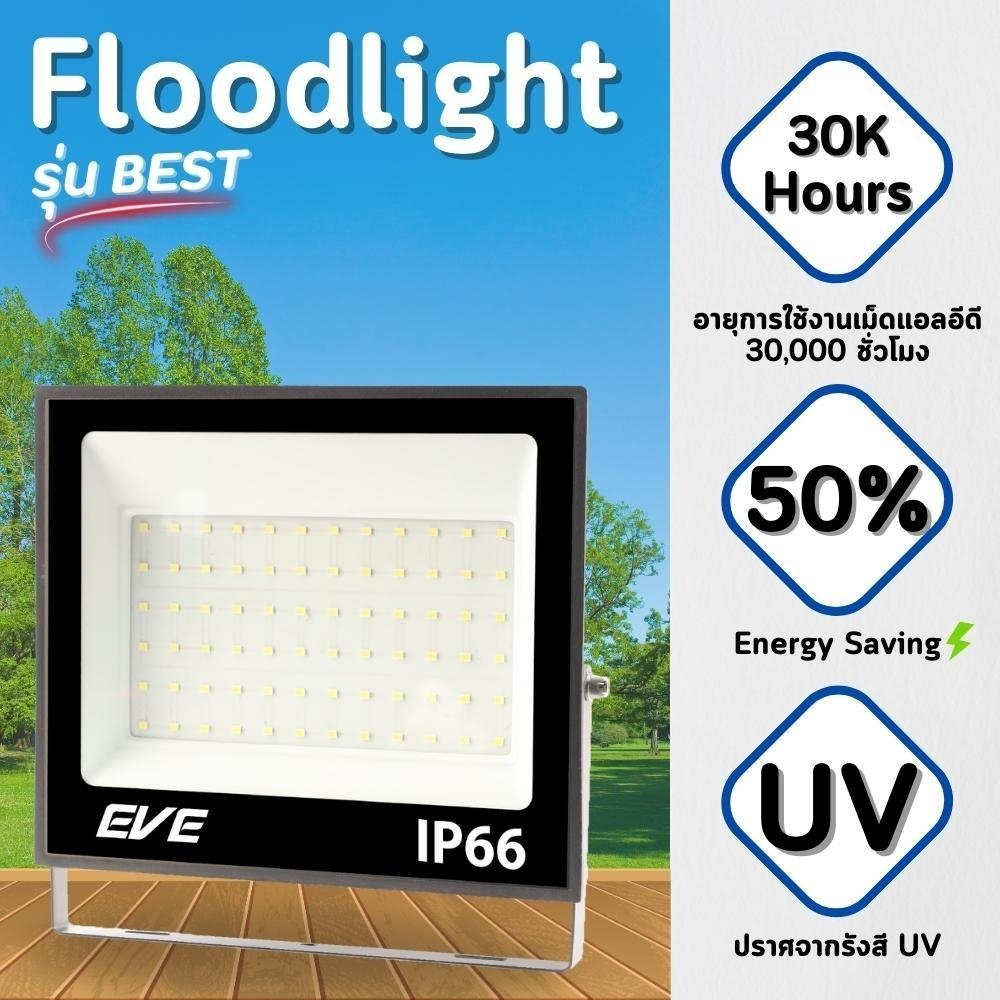 โคมฟลัดไลท์ สปอร์ตไลท์ ไฟฟ้า EVE LED 100W 200W 400W IP66 กันน้ำกันฝุ่น แสงขาว แสงวอร์ม ราคา ถูกที่สุด ดีลบีเคเค แกลเลอรีภาพที่ 8