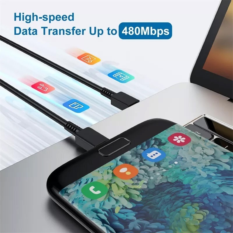 ชุดสายชาร์จเร็ว Samsung 25W 45W, สายข้อมูล 1M, 1.5M, 2M, พอร์ตชาร์จ Type-C, รองรับรุ่น S20 S21 S22 A70 A71 A72 - ภาพย่อย 5