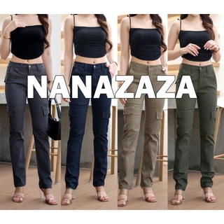(พร้อมส่ง) NANAZAZA - MG038 กระบอกเล็กยืด คาร์โก้สไตล์ กระเป๋ากล่อง 100% COTTON DENIM