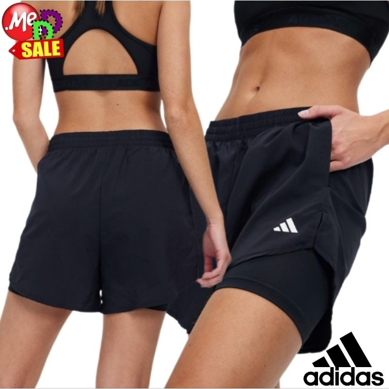 Adidas - ใหม่ กางเกง 2-in-1 ใส่ออกกำลังกายมีซับในรัดรูปขาสั้น Training Minimal 2-in-1 Shorts HN1044 IX1007 IM8178 IB8868