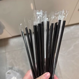 [สีดำ] หลอดดูดน้ำปลายแหลมสีดำ ความยาว 19,21,23,25 cm ความกว้าง 0.6 cm ห่อฟิล์มใสแยกชิ้น