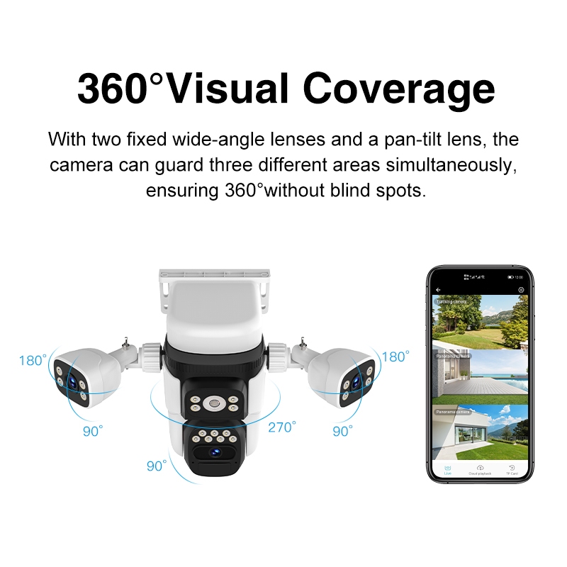 VSTARCAM BG621SR 4G LTE SIM SHD 1296p 3MP กล้องวงจรปิดใส่ซิม (3 เลนส์กล้อง) มีพร้อมแผงโซล่าเซลล์