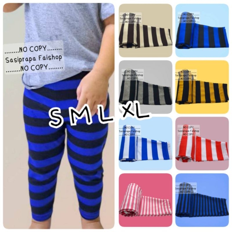S07 กางเกงเลคกิ้งเด็ก ลายริ้ว S M L XL เลคกิ้งเด็ก