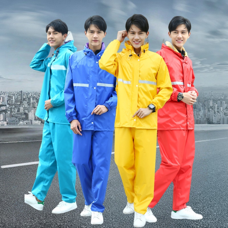 ชุดกันฝน ชุดกันฝนเสื้อกางเกง  รุ่นหมวกติดเสื้อ กันฝนทั้งตัว  Waterproof Rain Suit กันฝน กันลม