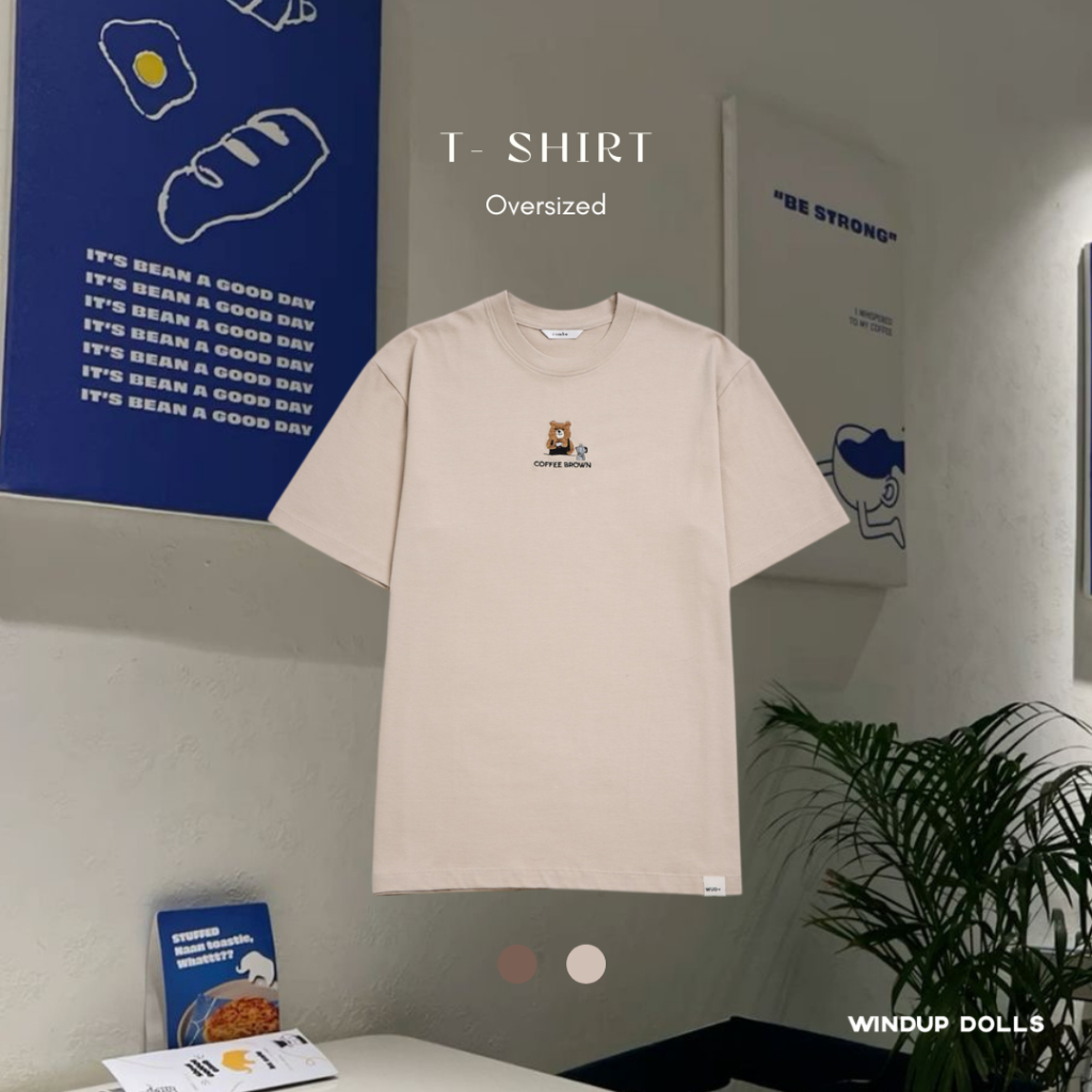 COFFEE BROWN - เสื้อยืด Oversized ผ้าCotton ลายปักหมีคอฟฟี่ ☕️