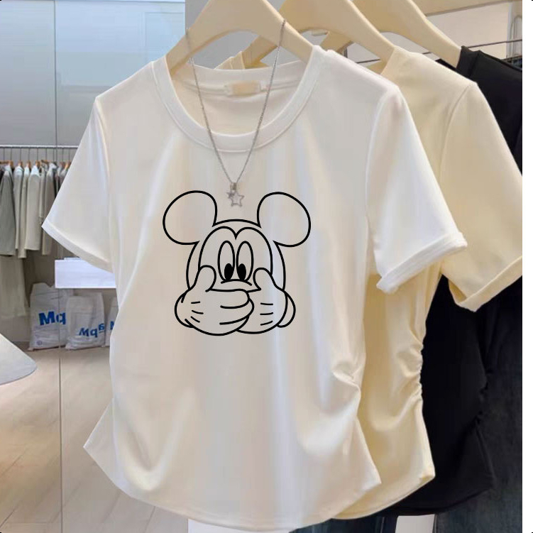 M-3XL มีหลายไซส์ให้เลือก เสื้อยืดคอกลมสั้น เสื้อยืดผู้หญิงสวยเก๋ เสื้อเอวสั้นเข้ารูป