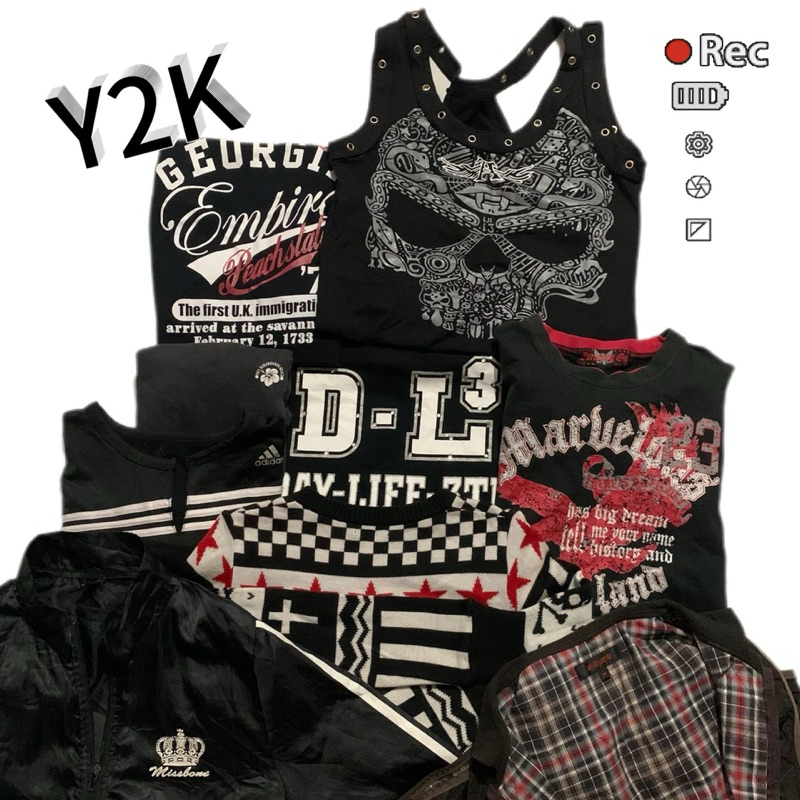 รวมเสื้องาน Y2K มือสอง (สีดำ) Collection of second-hand Y2K shirts (black) Update 12/05/25