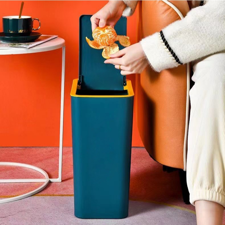 HEINOถังขยะ ถังขยะแบบฝากด ฝาปิดแบบป๊อปอัพ ป้องกันกลิ่น ประหยัดพื้นที่ จุได้เยอะสีสวย - 2