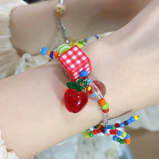 สร้อยข้อมือ เชือกลูกปัด จี้รูปดาว🌟 เชอร์รี่ หลากสี dopamine🌈 สีสันสดใส ส่งเร็ว