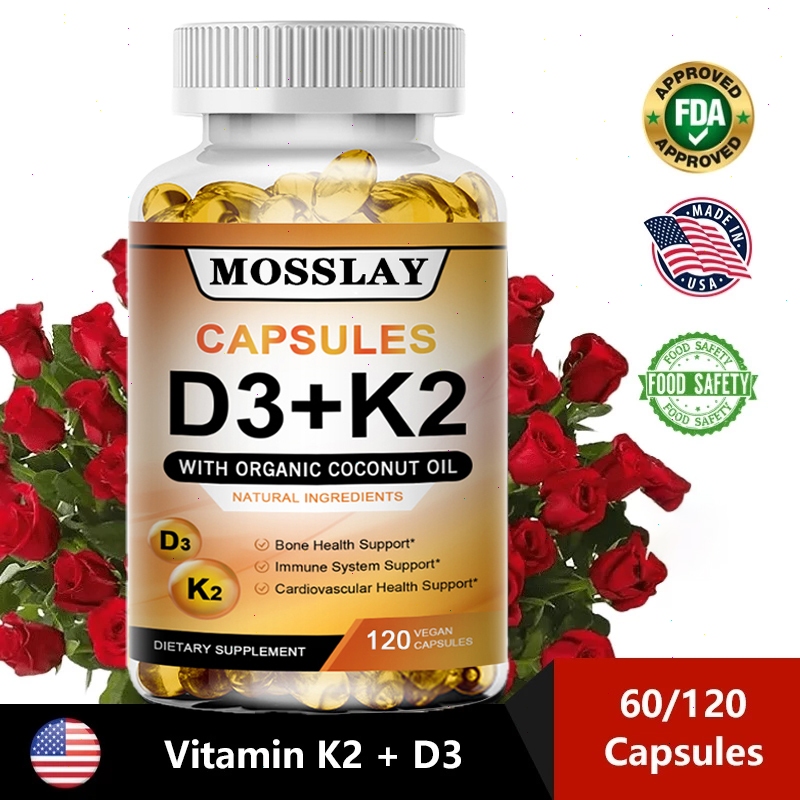วิตามิน D3+K2 บำรุงกระดูกและเสริมสร้างภูมิคุ้มกัน ส่งเสริมสุขภาพ 120 แคปซูล