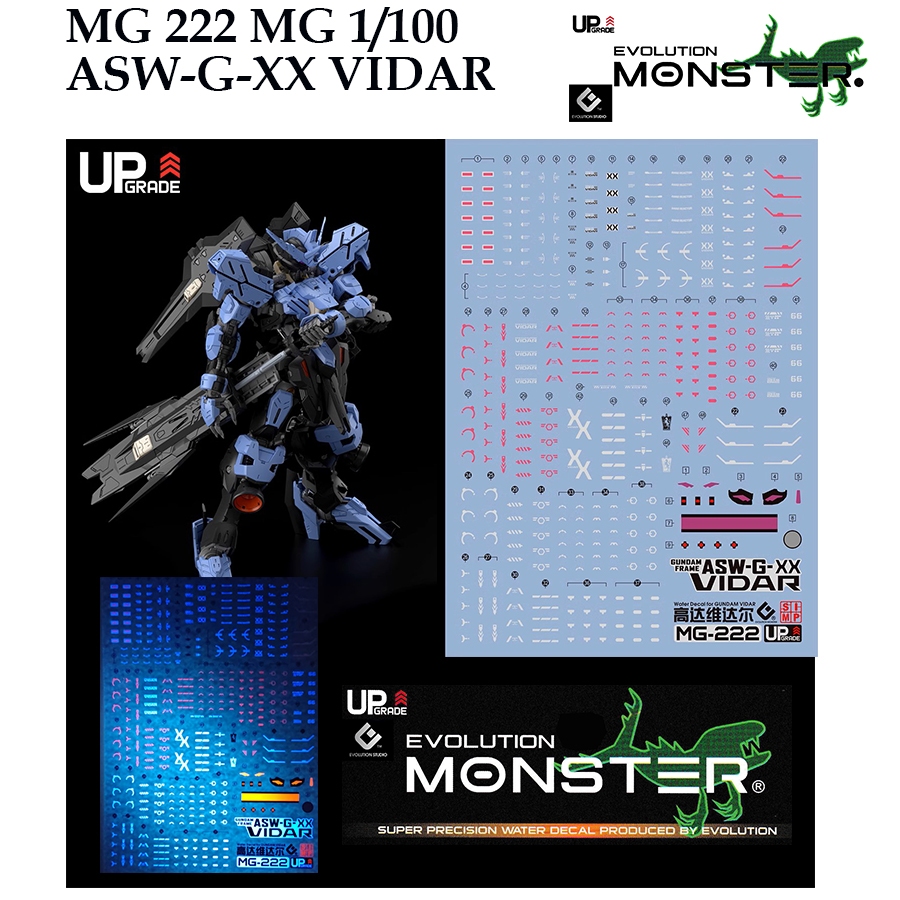 ดีคอลน้ำ [MONSTER] MG222 [1] MG 1/100 ASW G XX VIDAR GUNDAM WATER SLIDE DECAL HIGH PRECISION FLUORESCENT MG 222