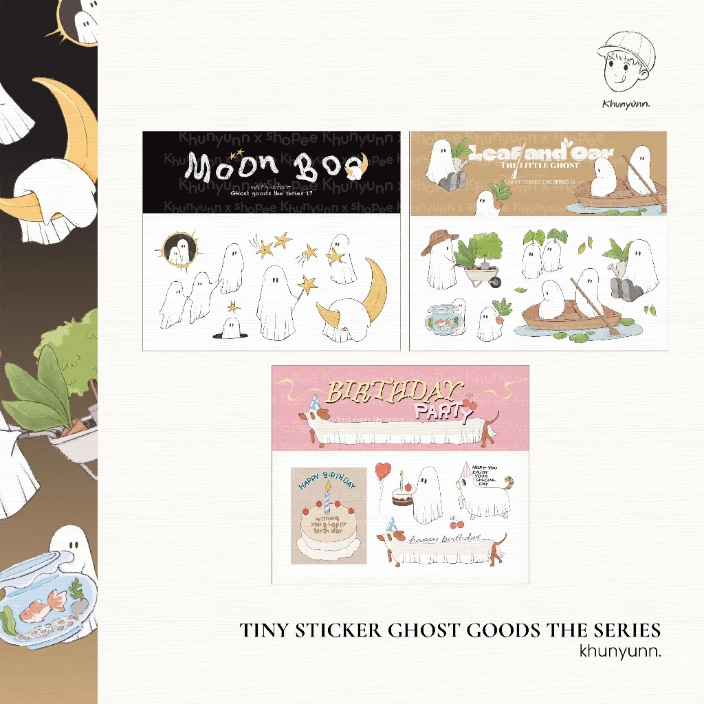 Tiny Sticker Ghost goods the series สติกเกอร์ไดคัท ขอบใส - khunyunn