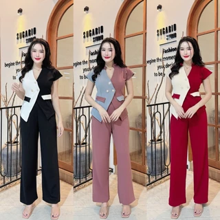 ชุดเซตยาวทรูโทนผ้าวูลเวฟ เสื้อทรงสูทกระดุมมุกหน้าแต่งกระเป๋าหน้า+กางเกงเอวเรียบสม๊อคหลังมีกระเป๋า A6619