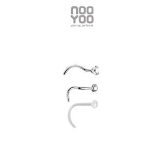 NooYoo จิวจมูกสำหรับผิวแพ้ง่าย Cubic Zirconia Nose Pigtail S…
