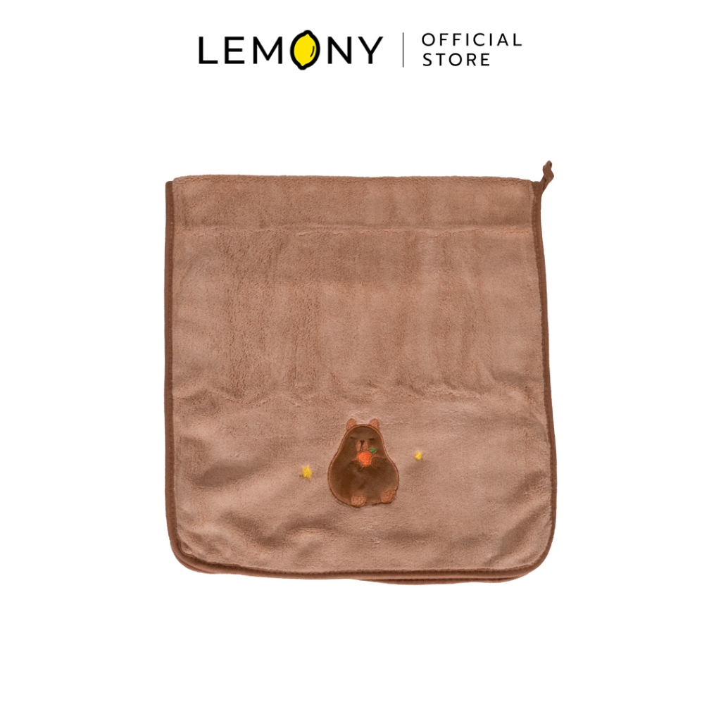 LEMONY ผ้าเช็ดผม ผ้าขนหนู ขนาดเล็ก ลายคาปิบารา หมามะพร้าว Capybara Towel