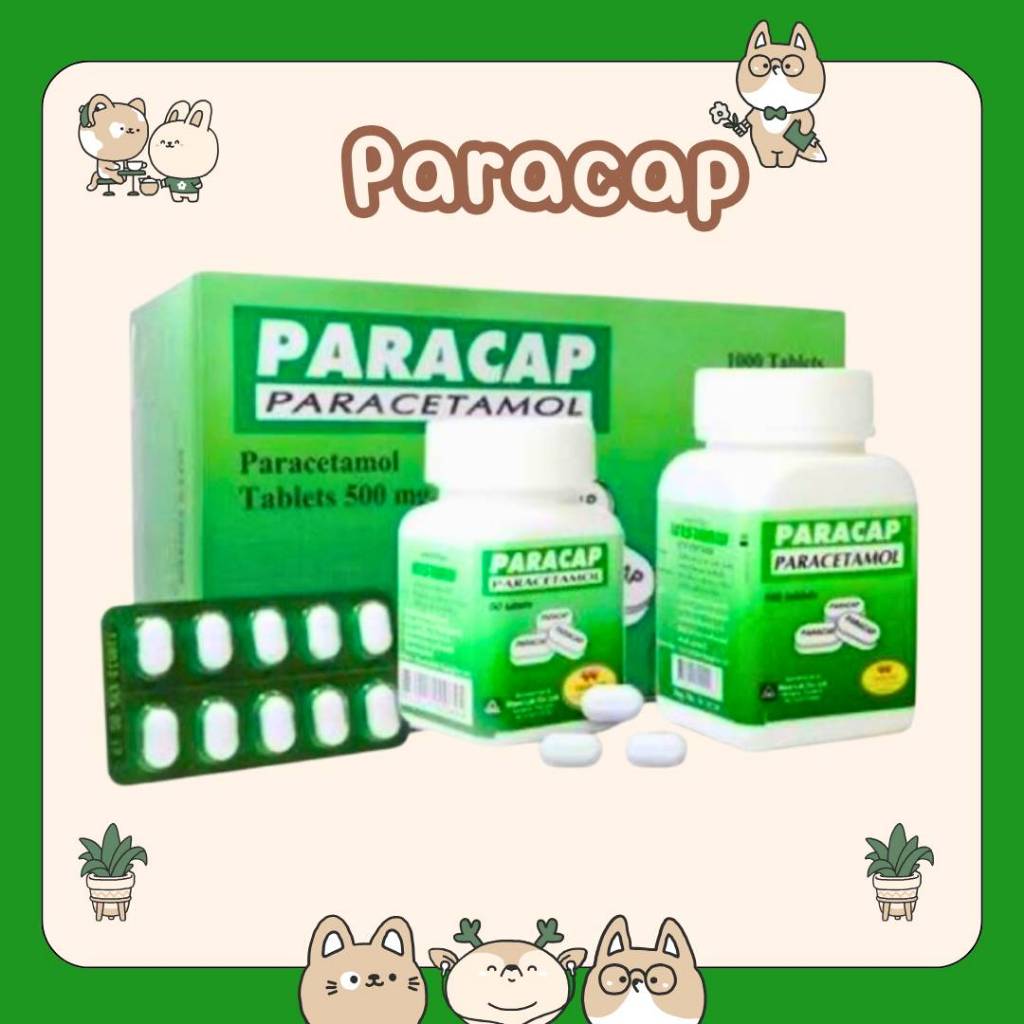 &PARACAP 500 mg. พาราแคพ พาราเซตามอล แผง กระปุก ลดไข้  (ยาสามัญประจำบ้าน)