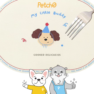 Petcho แผ่นรองจานสัตว์เลี้ยง แผ่นรองจานอาหารสัตว์เลี้ยง หนัง PU กันน้ำ ทนทาน ล้างง่าย กันลื่น Pet Food Bowl Pads