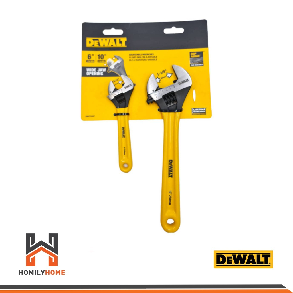 DEWALT ประแจเลื่อนแพ็คคู่ (6 นิ้ว+10 นิ้ว) รุ่น DWHT75497 ประแจเลื่อน ประแจ