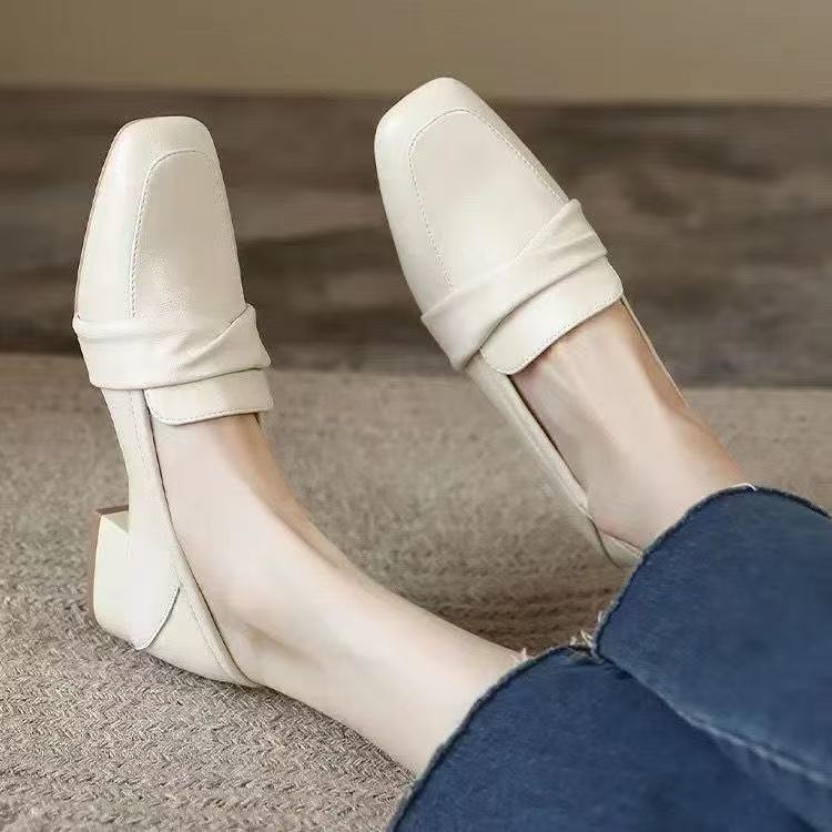 รองเท้าเดี่ยว💥Hot sale！มันคุ้มค่าที่จะซื้อ🍁 ⚡️พร้อมส่ง⚡ รองเท้า หญิง 2020 ใหม่ ฤดูใบไม้ผลิและฤดูใบไม้ร่วง หัวเหลี่ยม ผ