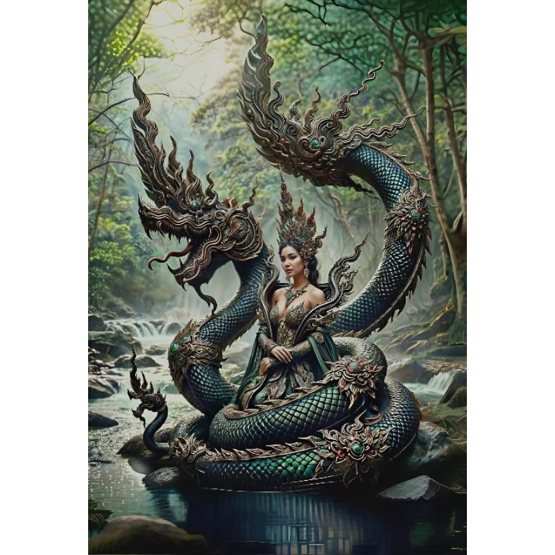 รูปโปสเตอร์ พญานาค 25*42 cm ไม่มีกรอบ ติดผนัง ภาพมงคล เสริมฮวงจุ้ย ตกแต่งบ้าน