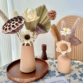 🏺🌹 จีนเซนตกแต่งบ้านเรียบง่ายในดอกไม้แห้งถั่วดอกไม้มีแจกันเซร…