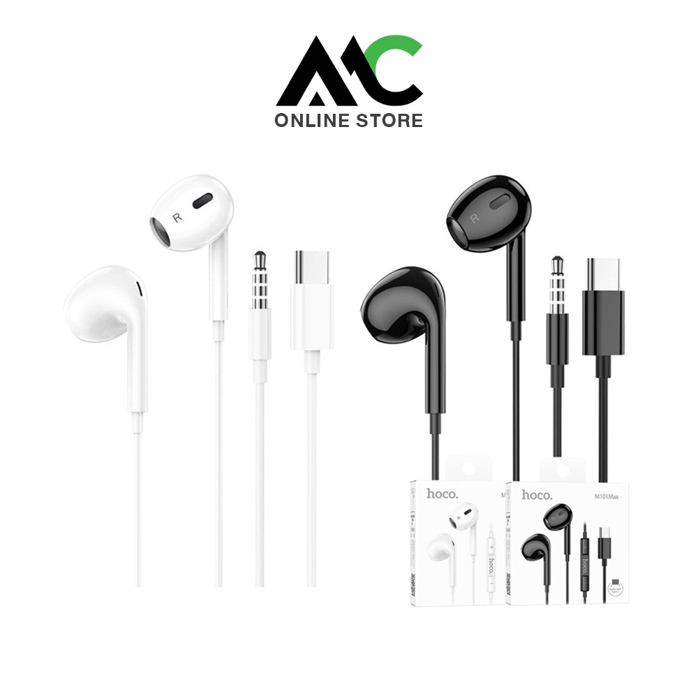 HOCO M101 Max หูฟังเอียร์บัด พร้อมไมโครโฟน Aux 3.5mm / Type-C มีปุ่มคอนโทรล รองรับ iOS และ Andriod
