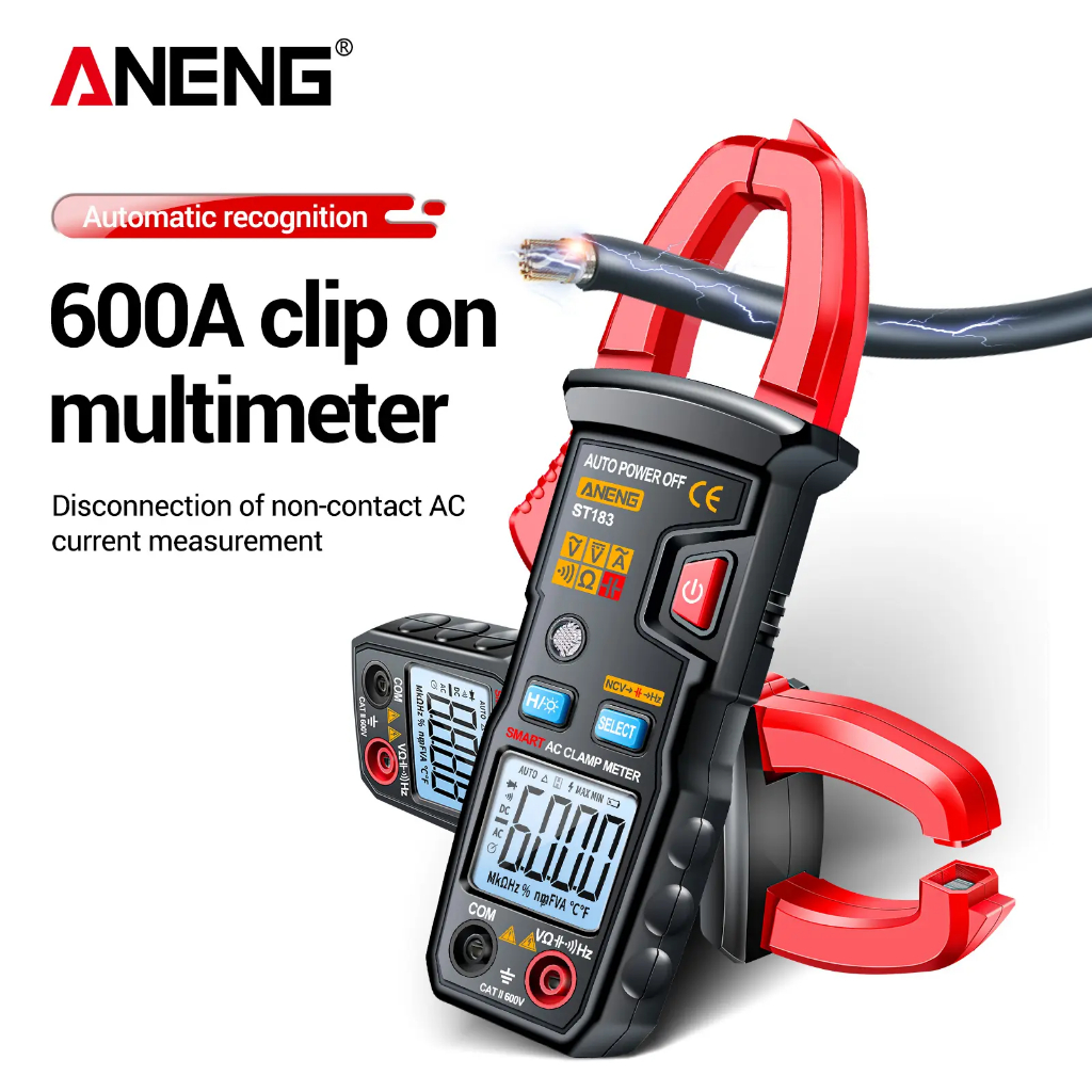 ST183 Clamp Meter สีแดง ดิจิตอลมัลติมิเตอร์ ″ANENG″