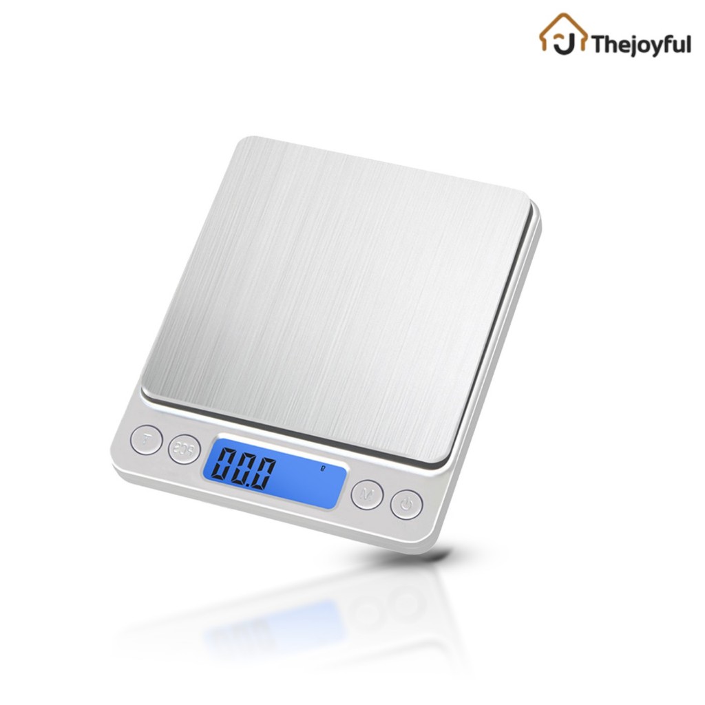 Thejoyful เครื่องชั่งอิเล็กทรอนิกส์ 2 ถาด หน้าจอ LCD ฟรีสายชาร์จ USB 3kg/0.1g scale