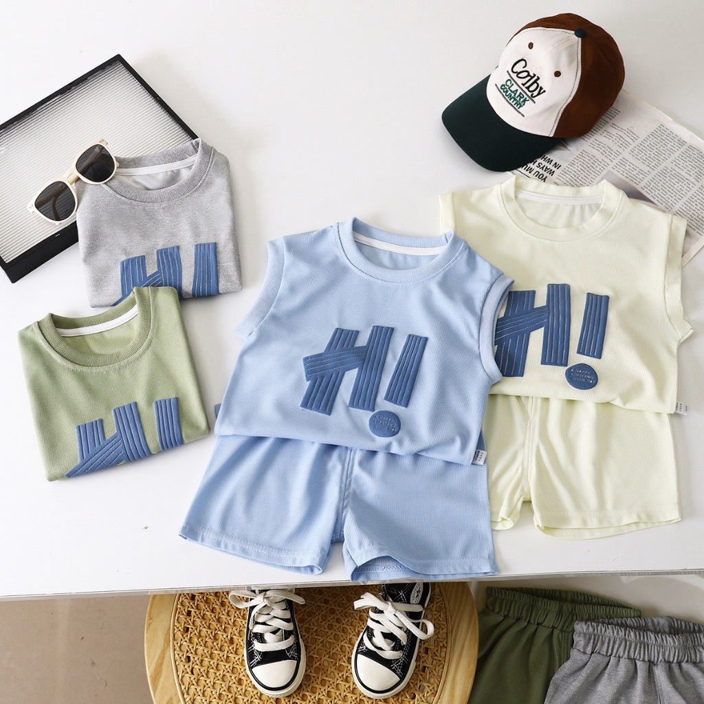 ชุดเสื้อกล้าม แขนกุด ช /ญ เชต 2 ชิ้น กางเกง + เสื้อ ฤดูร้อนใหม่ ราคา ถูกที่สุด ดีลบีเคเค