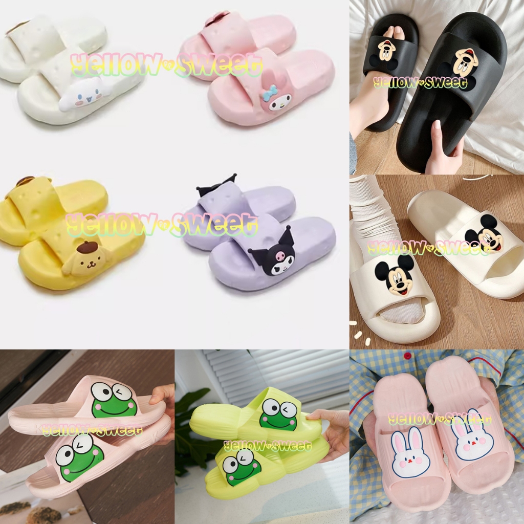 YellowSweet - รองเท้าใส่ในบ้าน รองเท้าแตะผู้หญิง พื้นยาง กันลื่น Slipper คุโรมิ