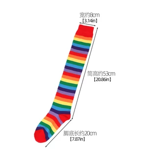 ถุงเท้าสายรุ้งถุงเท้าสีสันสดใสถุงเท้าต้นขาเหนือเข่าCTW763