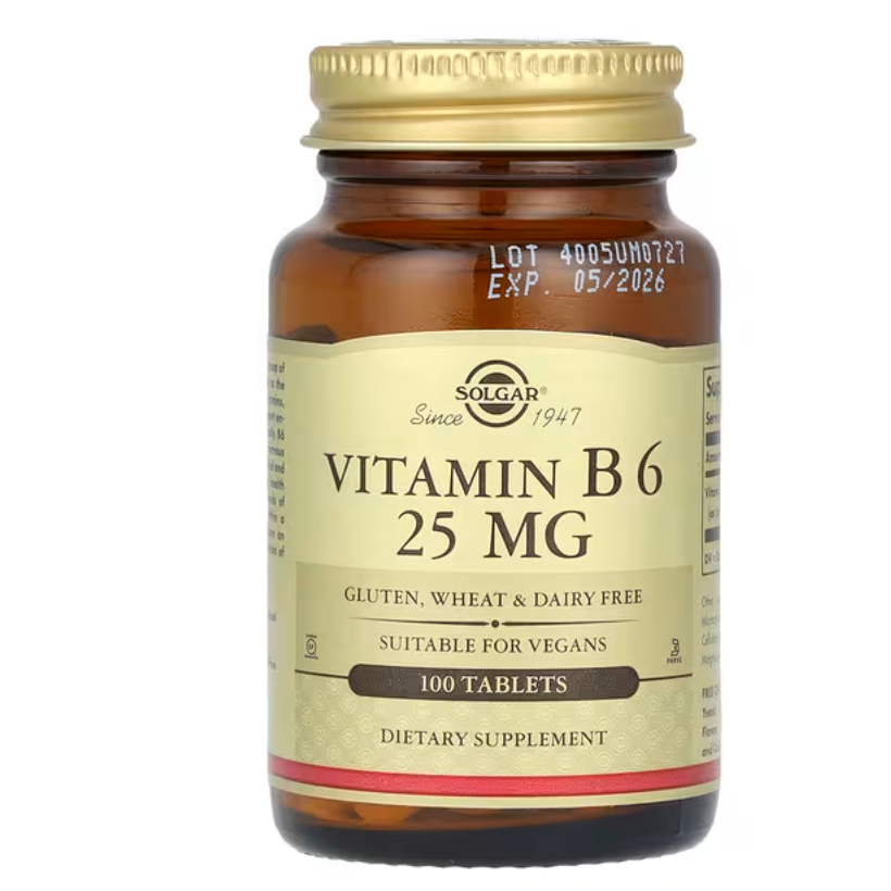 Solgar, Vitamin B6, 25 mg, 100 Tablets