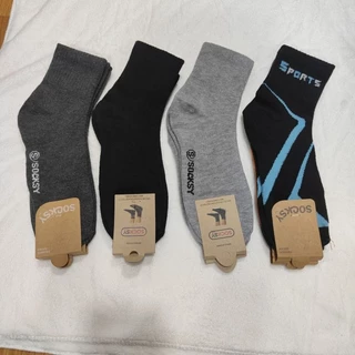 ถุงเท้าใสทำงาน ข้อกลาง ป้าย(socksy) สีดำ คละสี คละลาย สีเทาเข้ม สีเทาอ่อฟรีไซส์ช12 คู่ 6 คู่