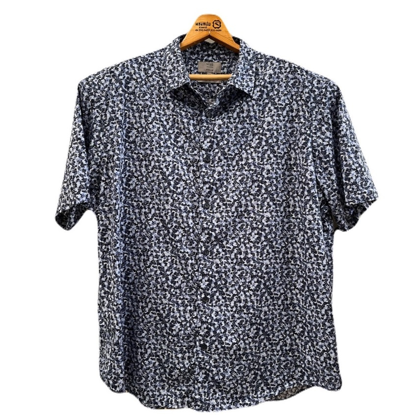 เสื้อเชิ้ต อก54 ไหล่20 ยาว30 แบรนด์ Marks & Spencer 100%Cotton (V29) มือสอง