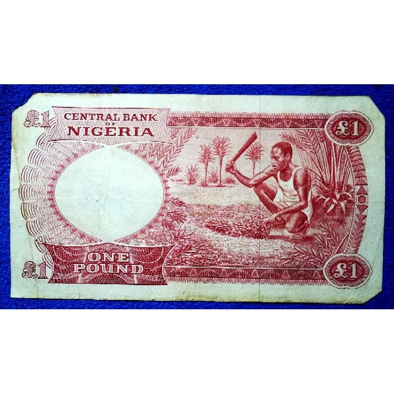 แบงก์​ไนจีเรีย​ Nigeria,​ 1 Pound,​(รุ่น​เก่า​Pound), ใช้แล้ว, B1328