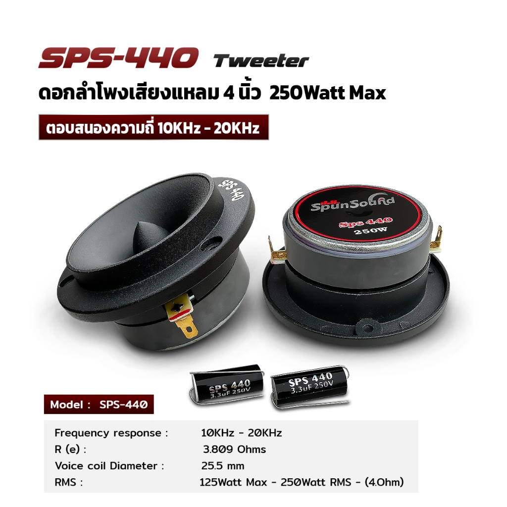 SPS-440 ลำโพงแหลมจาน 4นิ้ว แนวSQL เสียงดังฟังเพราะ เครื่องเสียงรถยนต์ ดอกลำโพงรถยนต์