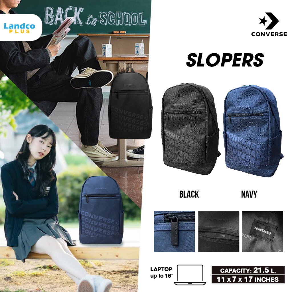 Converse Collection กระเป๋าเป้ กระเป๋านักเรียน แฟชั่น Backpack BTS Slopers Logo 1261801AU3BKXX  / 12