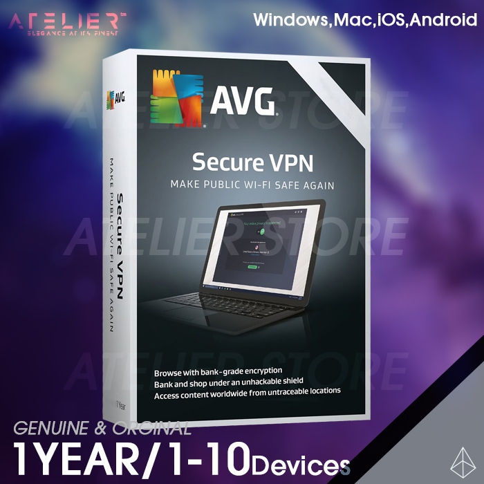 AVG Secure VPN 1 ปี/ 1-10 เครื่อง - ของแท้ (Windows, Mac, iOS, Android)
